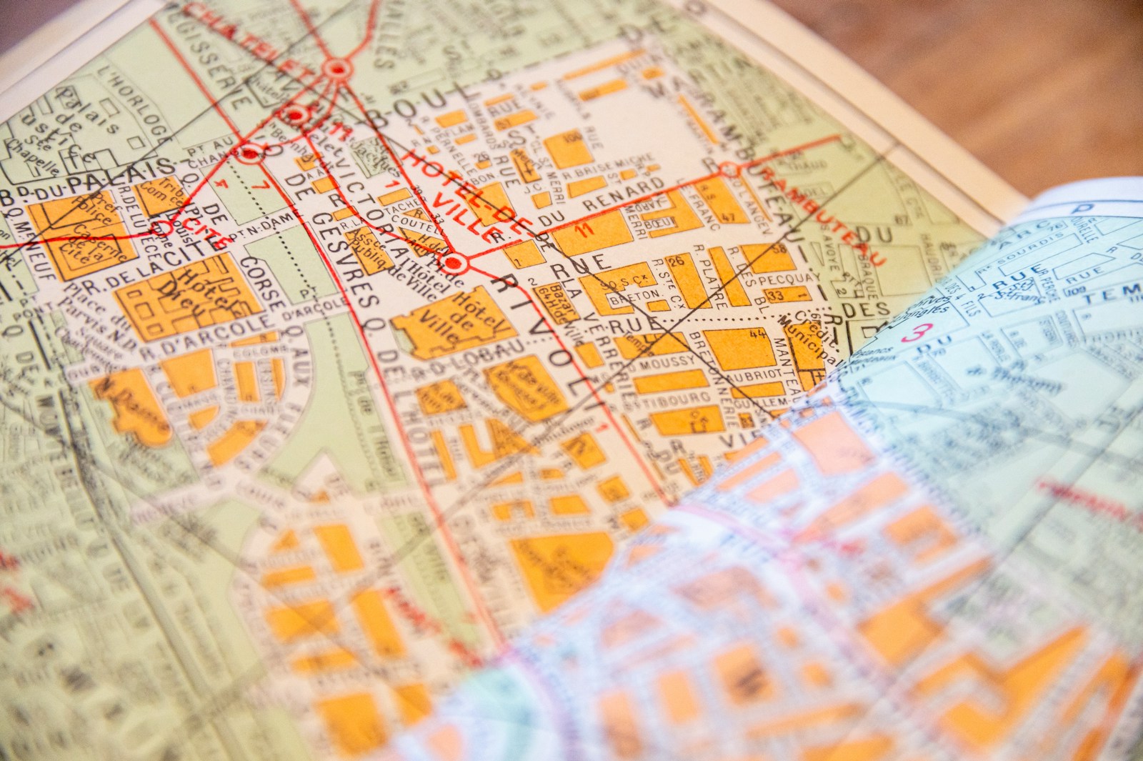 A close up of a map on a table